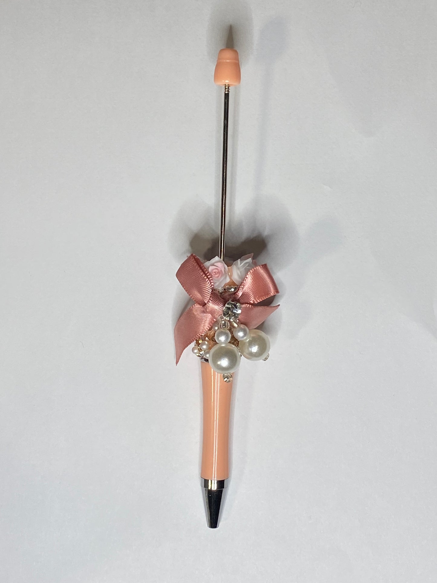 Peach Fancy Pen with Bow/Pearls