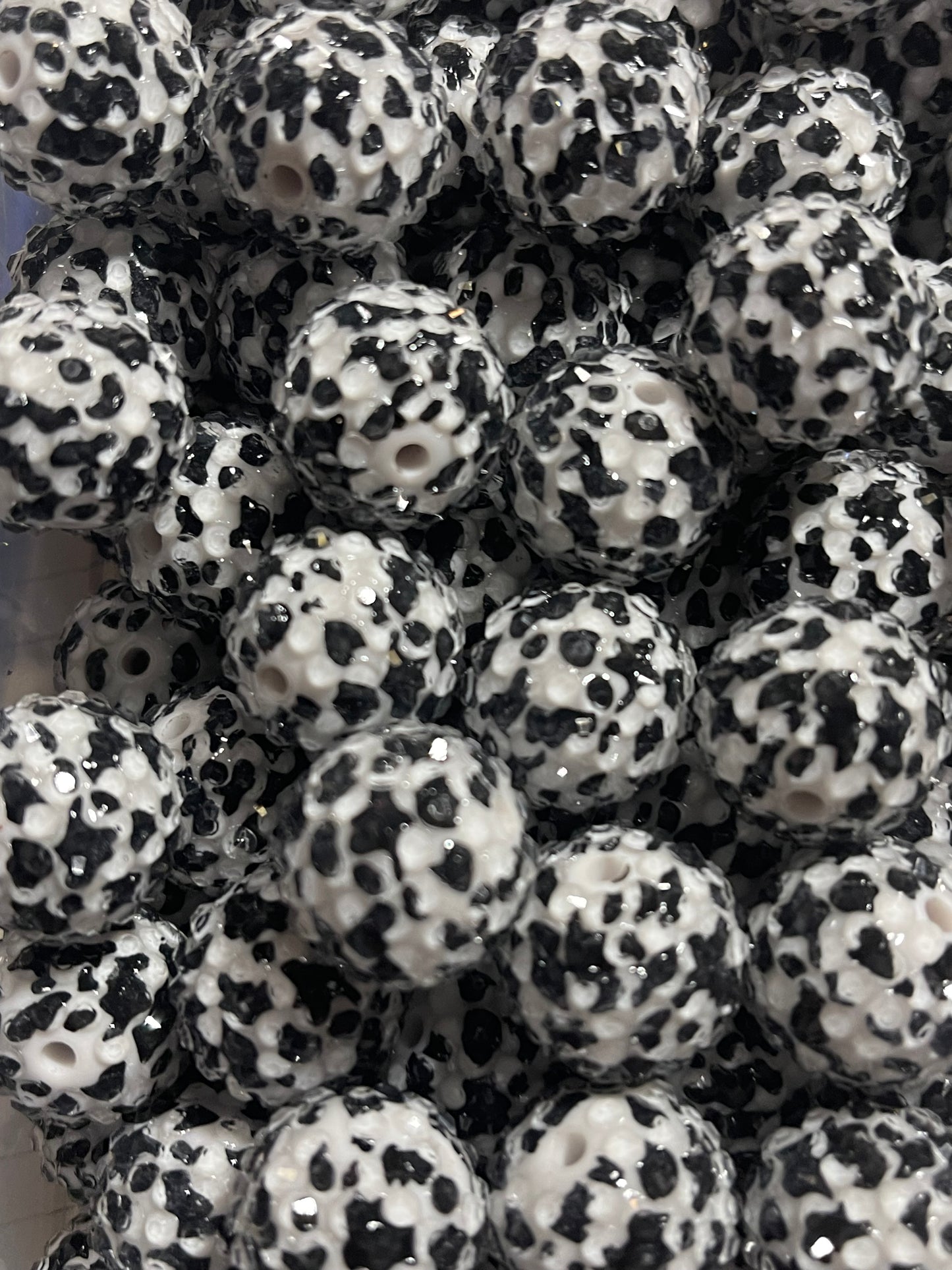 20mm Rhinestone Cow Print Bead