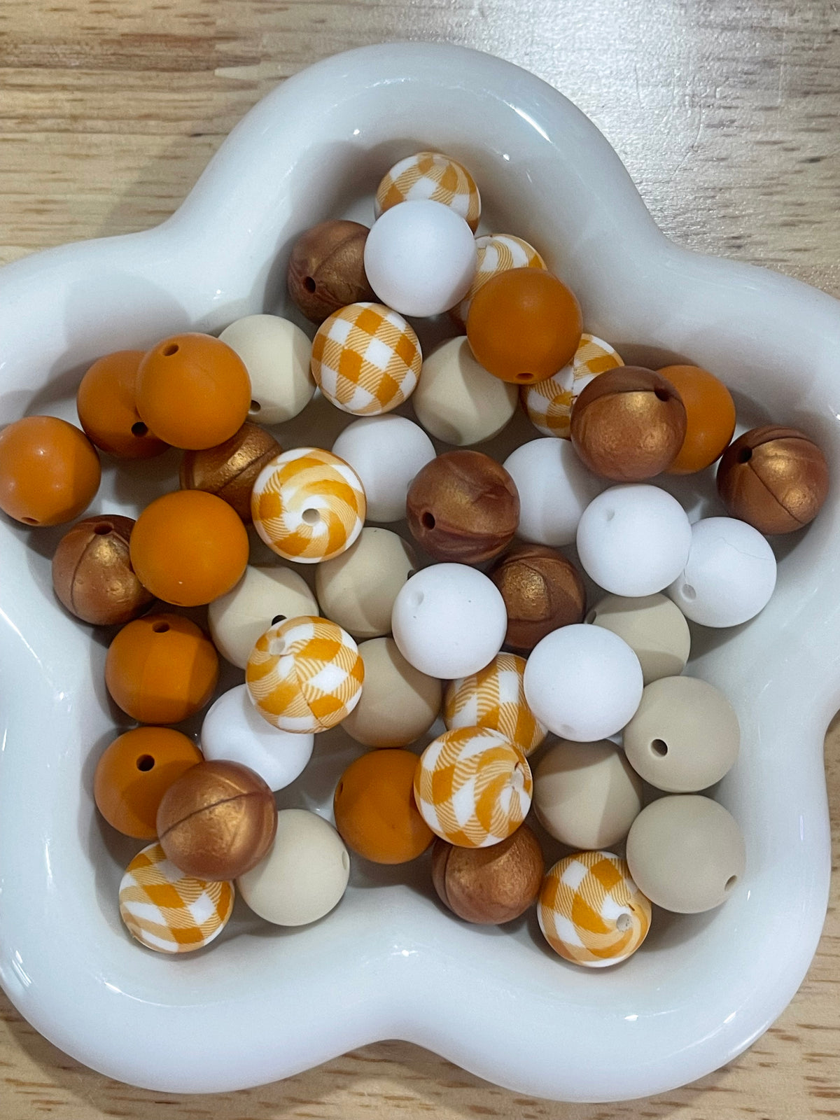 Golden Flannel 15mm Silicone Bead Mix |50pcs