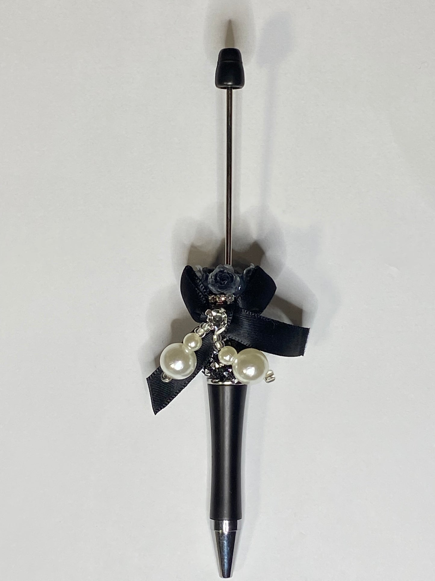 Black Fancy Pen with Bow/Pearls