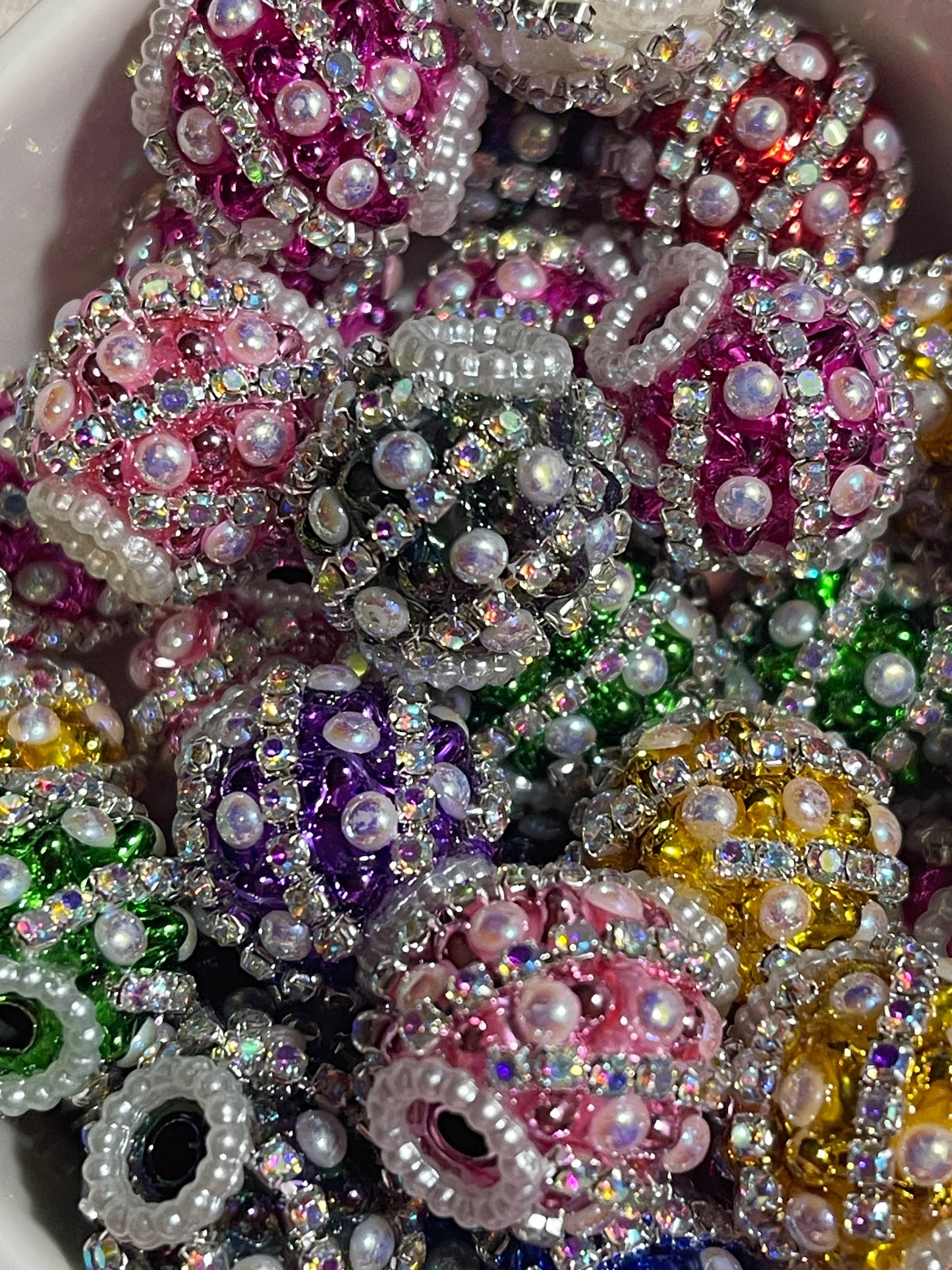 6pcs Fancy rhinestone & pearls Beads for pens/ DIY