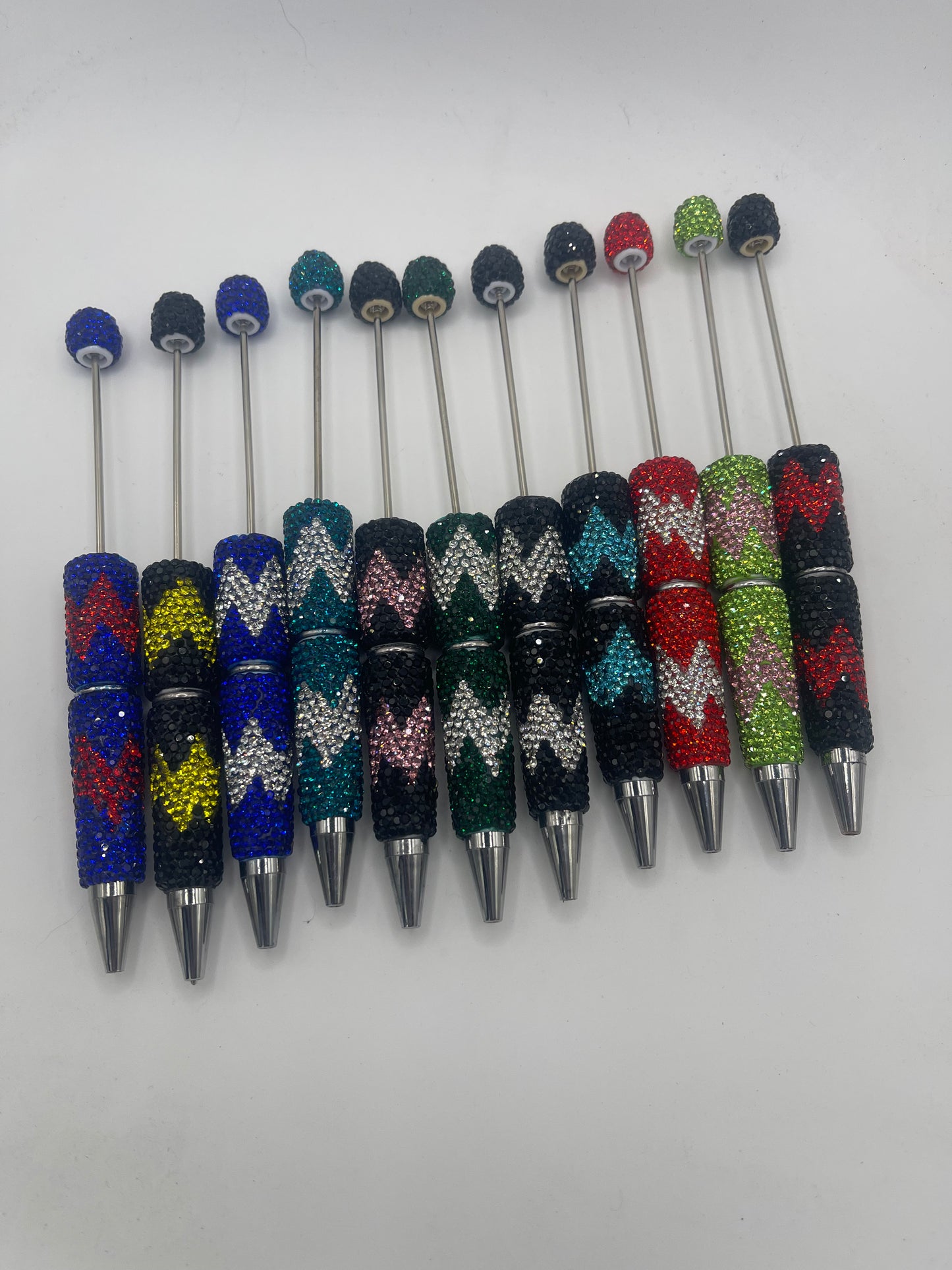 Beadable Rhinestone Wavy Pattern Double Color Pen