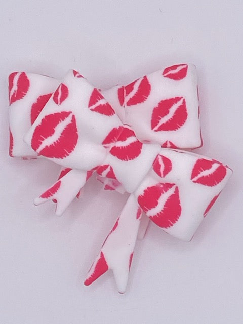 Silicone Focal Bow Printed with Lips