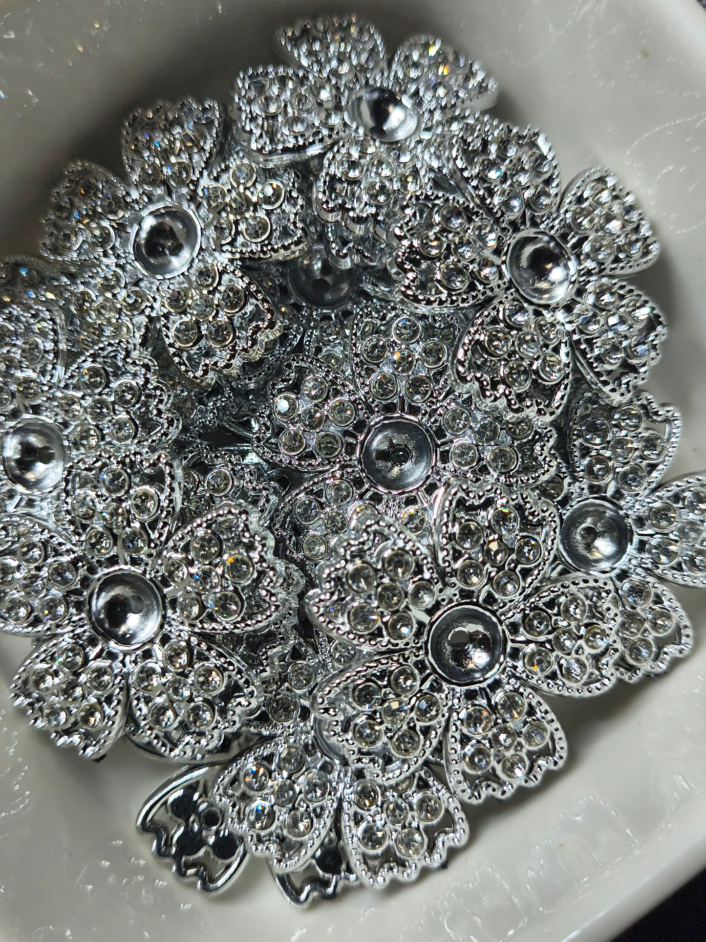 30mm Rhinestone Flower Bead Caps