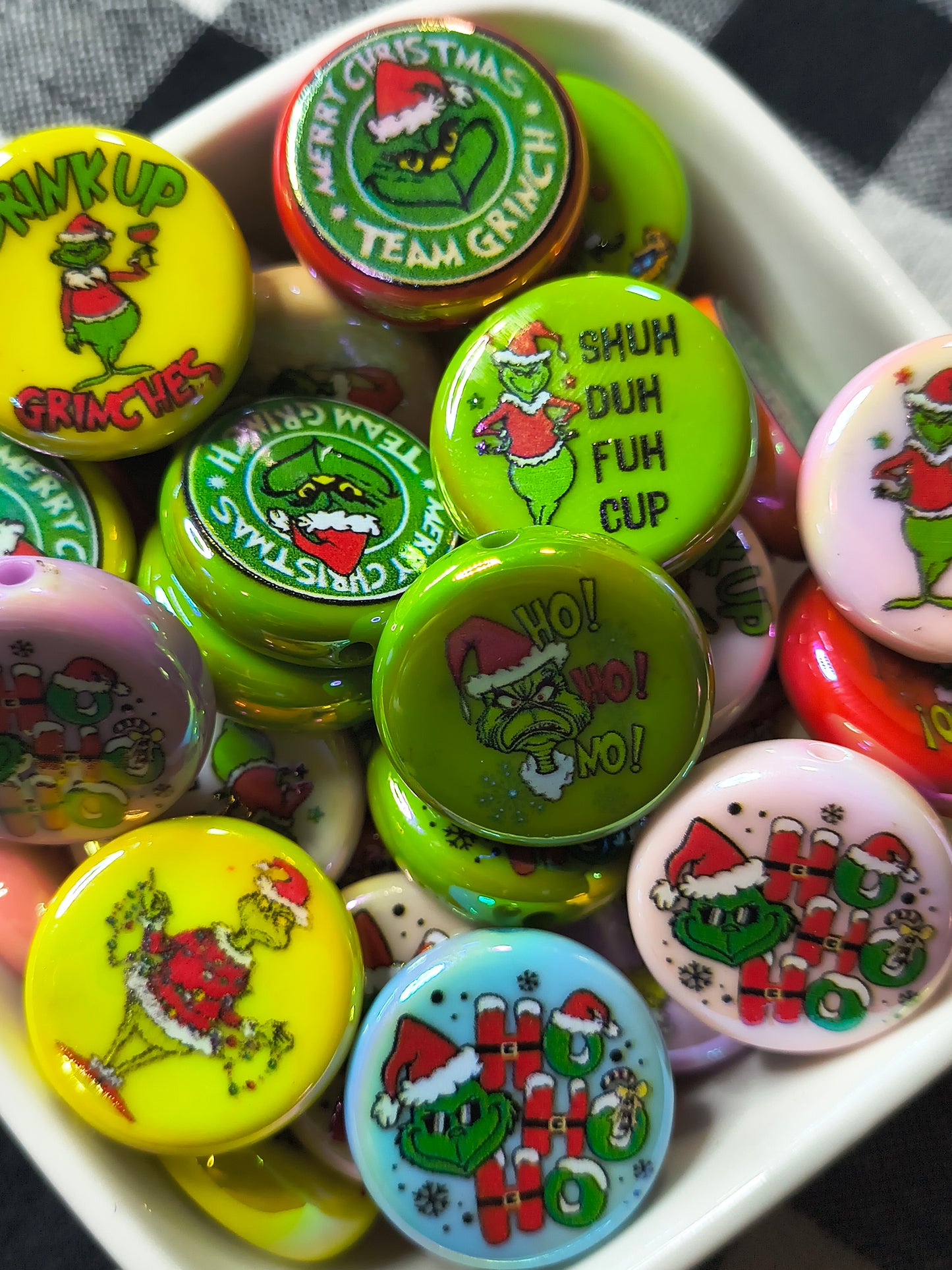 AB Coated Grinch Beads