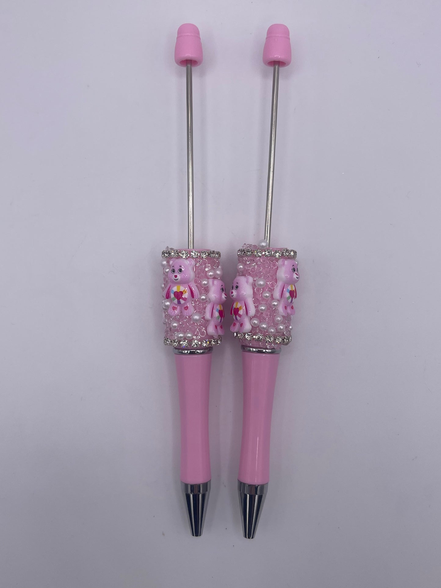 Beadable Pink Carebear Rhinestone and Pearl Pen