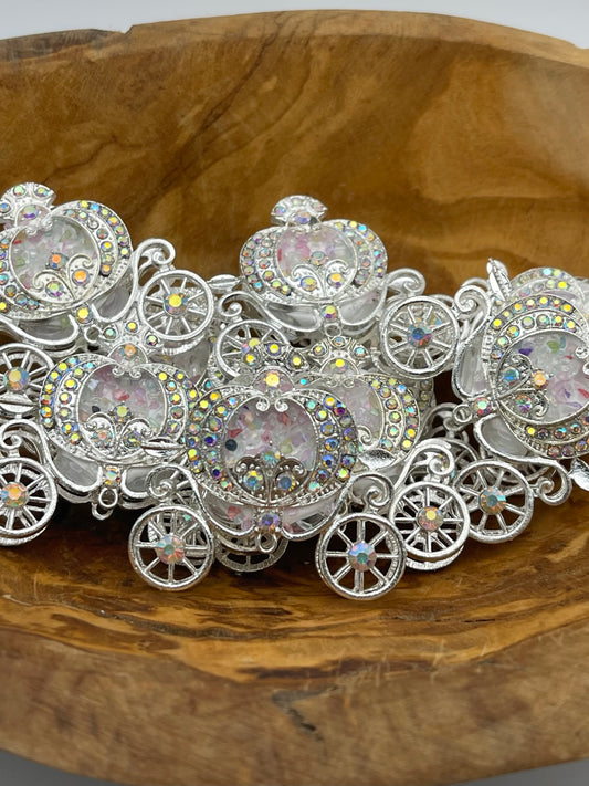 Large Silver Carriage Beads 2pcs