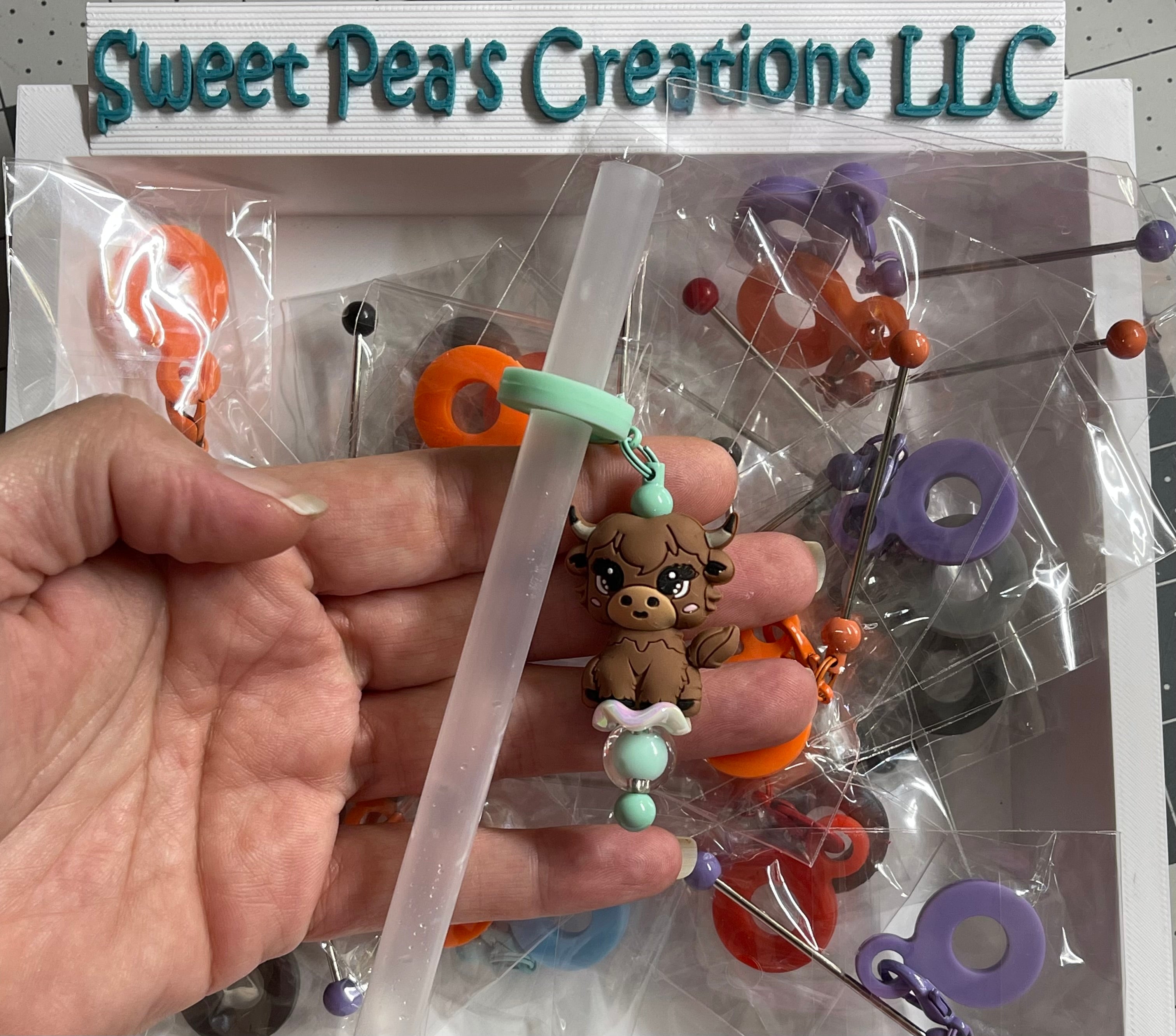 10pcs Beadable Straw Bar mixed colors