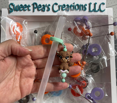 10pcs Beadable Straw Bar mixed colors