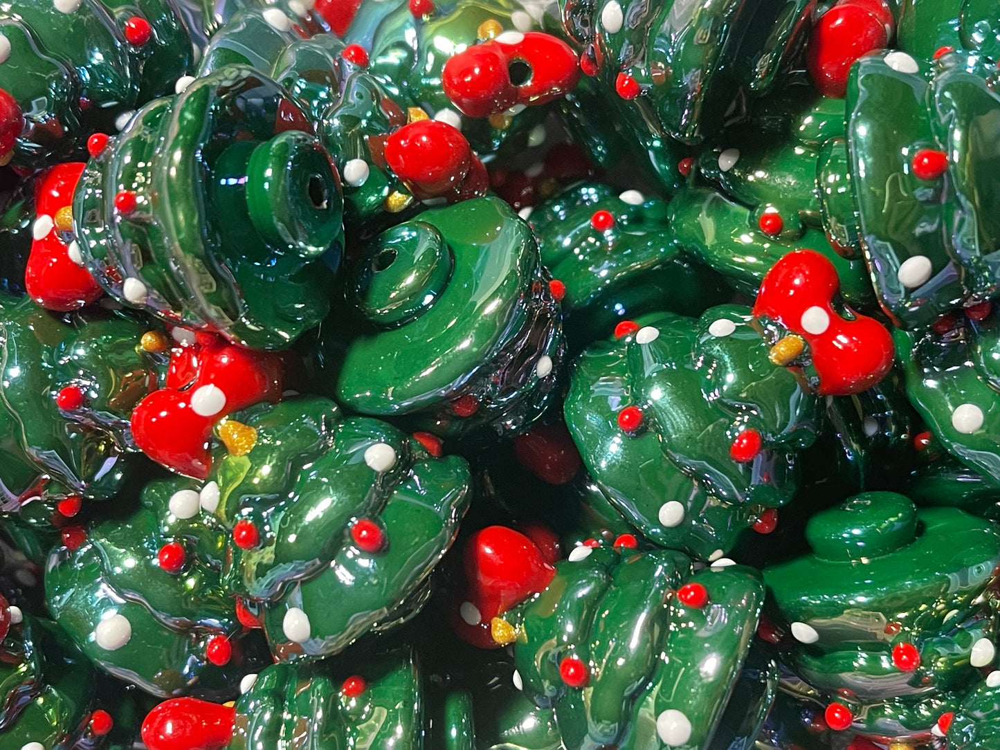 Large Hand Painted Xmas Tree Bead