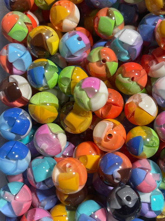 16mm Color Block Bead Random Color Mix