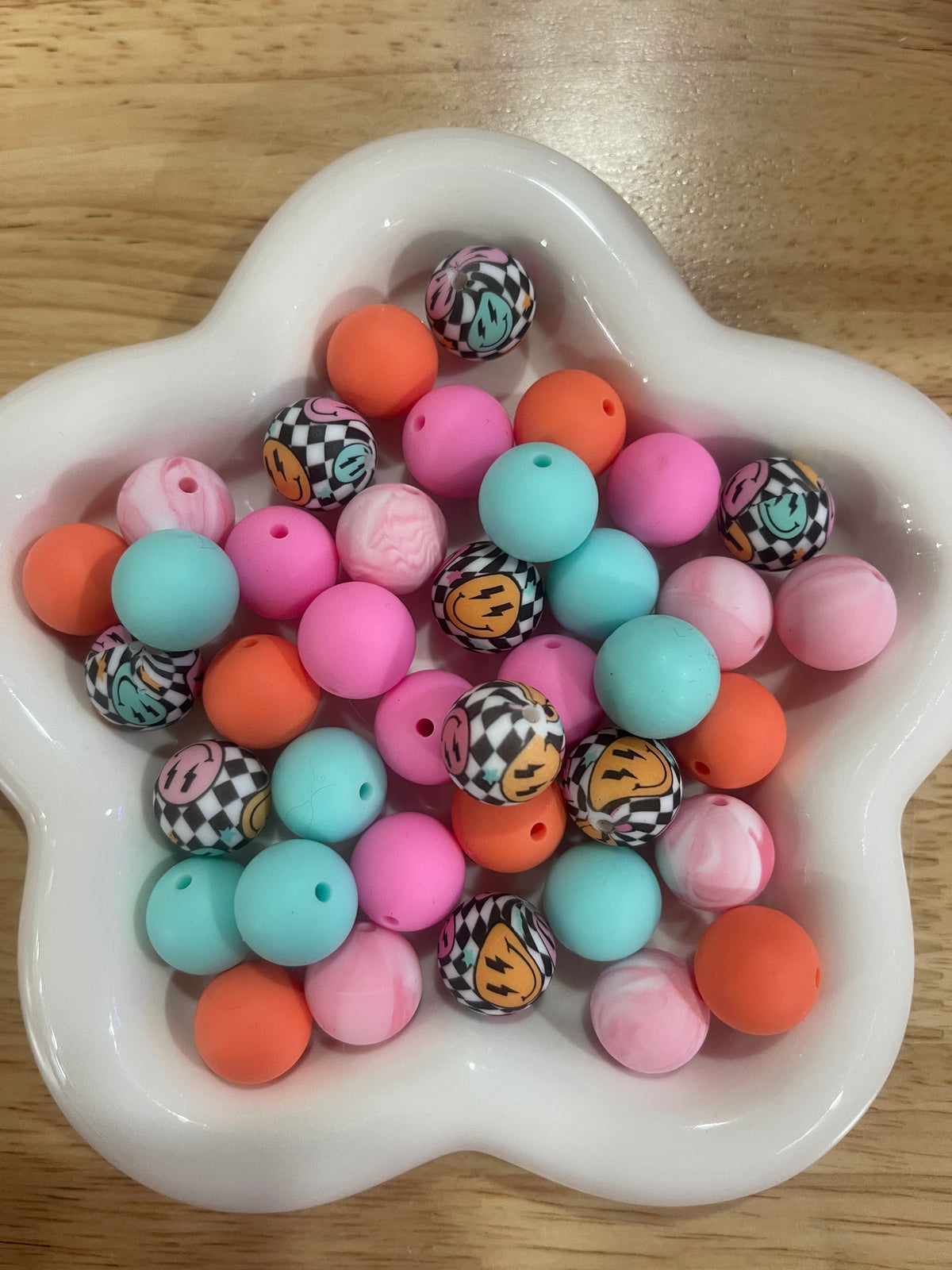 Happy Vibes 15mm Silicone Bead Mix |50pcs