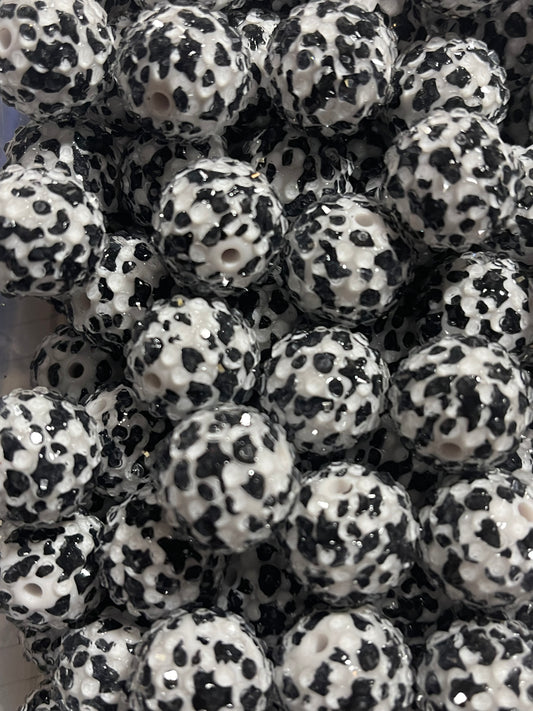 20mm Rhinestone Cow Print Bead