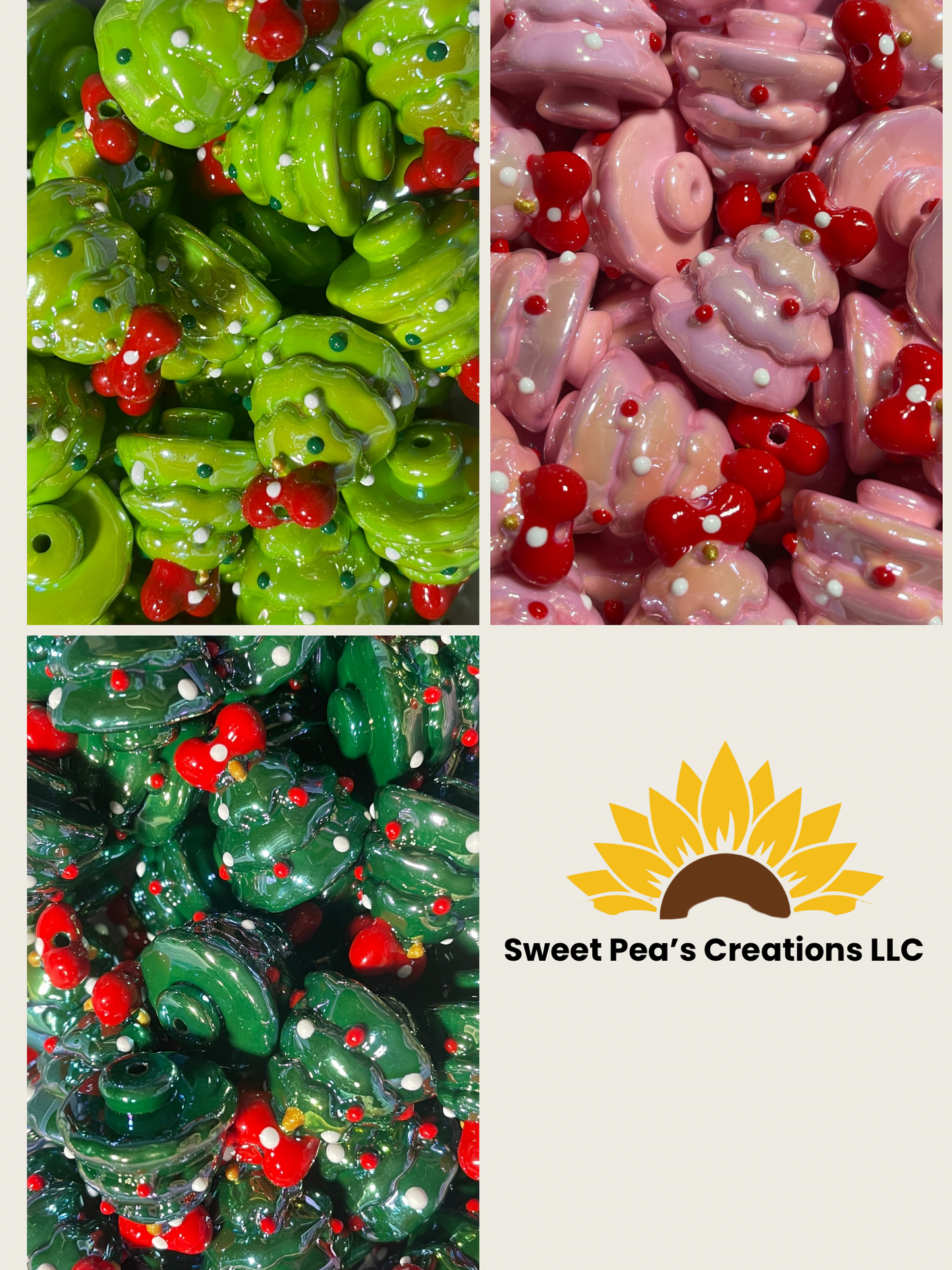 Large Hand Painted Xmas Tree Bead