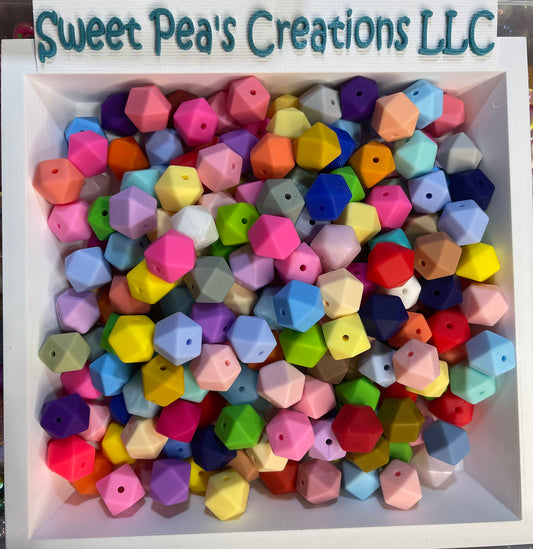 14mm Silicone hexagon beads