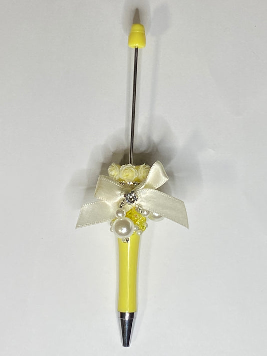 Yellow Fancy Pen with Bow/Pearls
