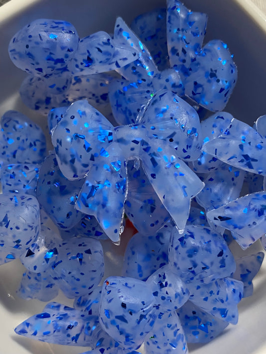 Blue Glitter Focal Bow