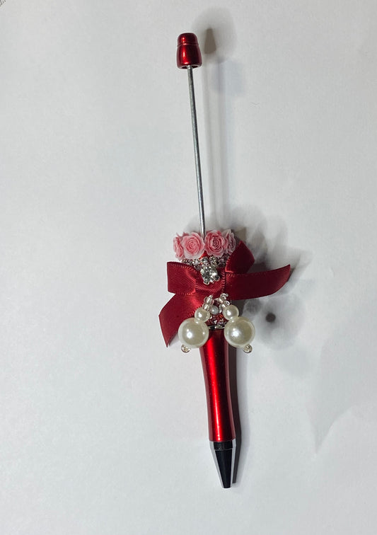 Red Fancy Pen With Bow/Pearls