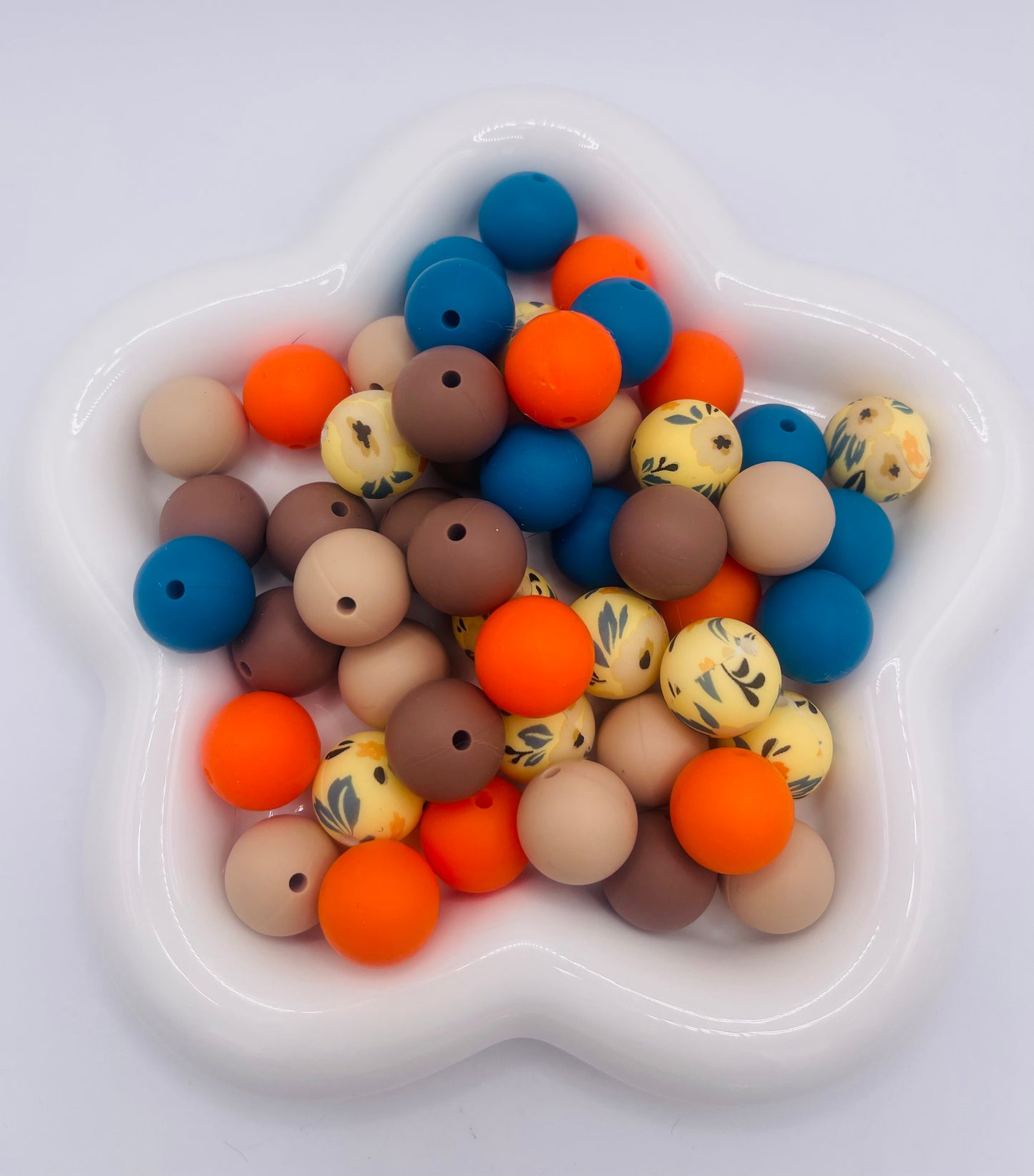 Autumn Wildflowers 15mm Silicone Bead Mix |50 Count