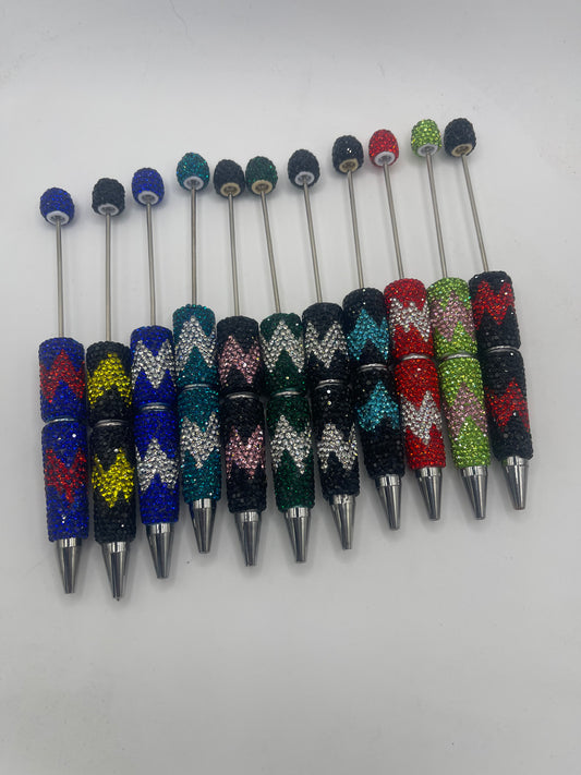 Beadable Rhinestone Wavy Pattern Double Color Pen