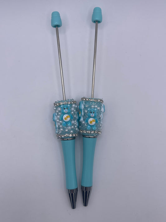Beadable Blue Carebear Rhinestone and Pearl Pen