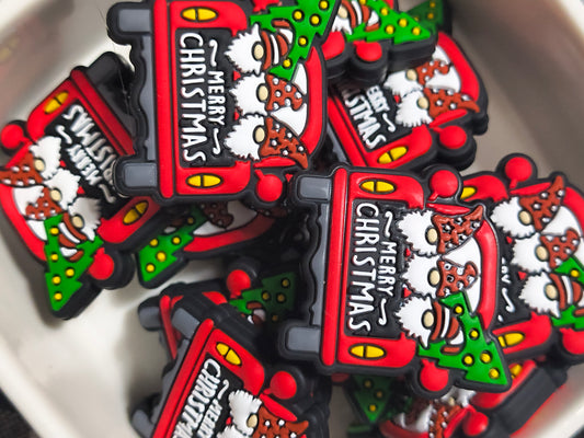 Red Christmas Truck with Gnomes