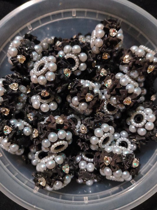 Black Fancy Pearl Rhinestone Beads