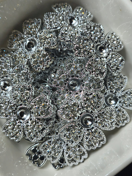 30mm Rhinestone Flower Bead Caps