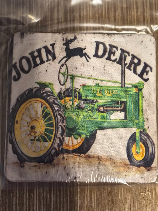 Square John Deere Fabric Rubber Backed Coaster