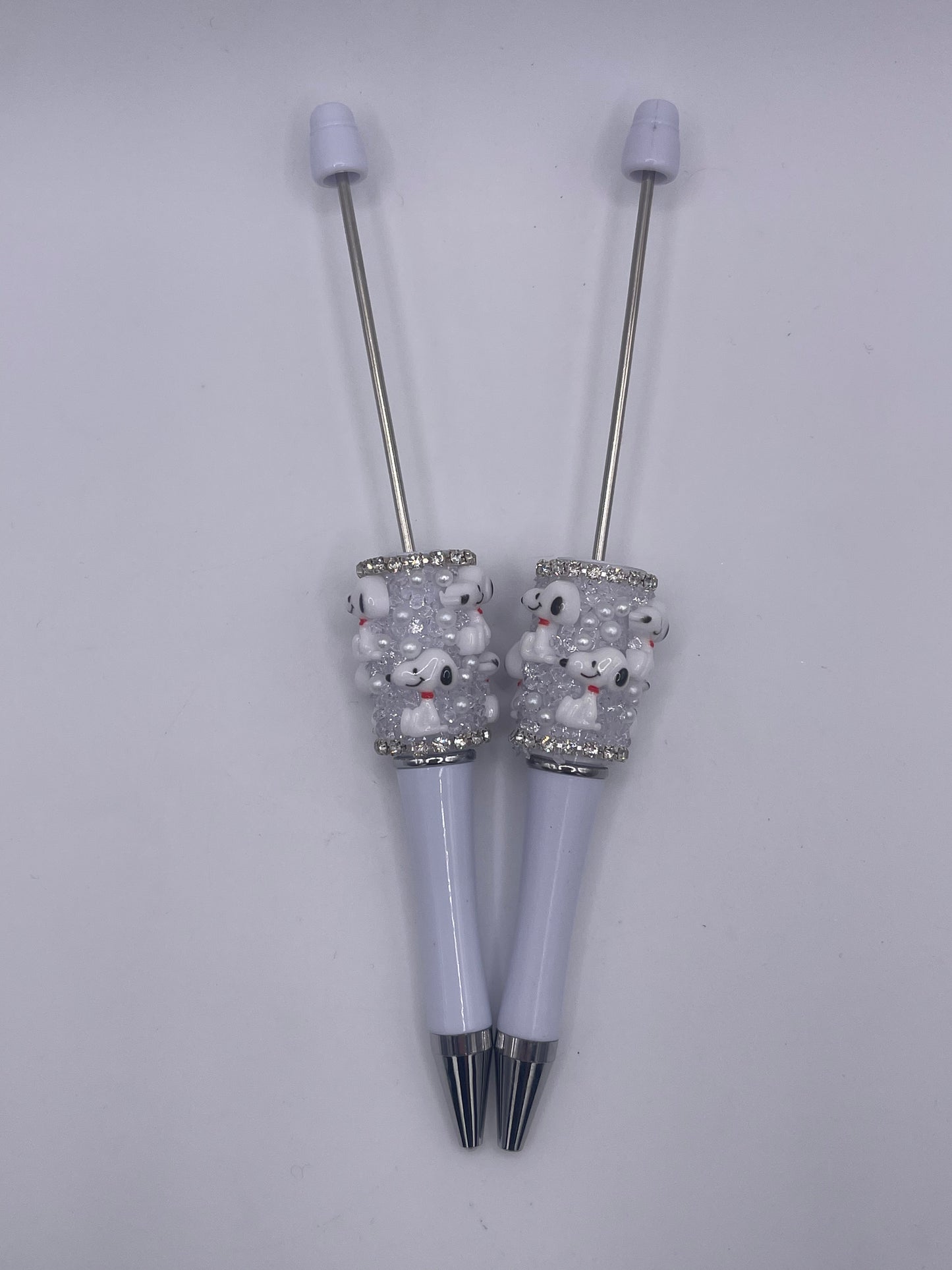 Beadable Rhinestone and Pearl Pen With Snoopy