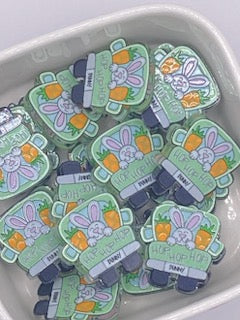 Acrylic Focal Bead Bunny in Truck