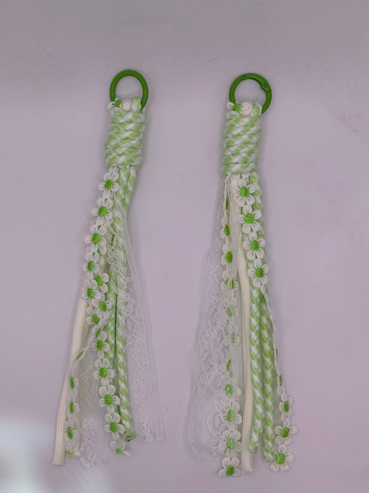 Braided Keychain With Flower Lace