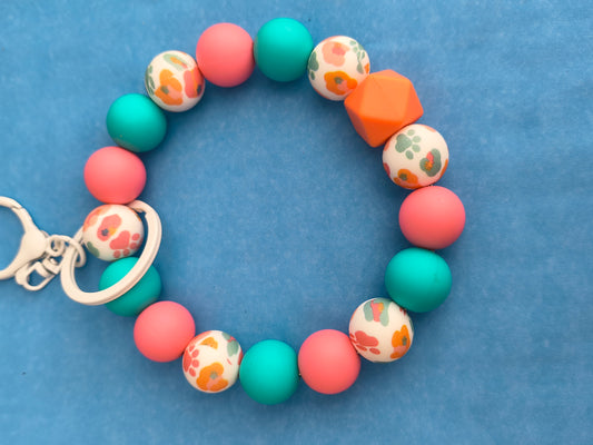 Paw Prints with Flowers Wristlet