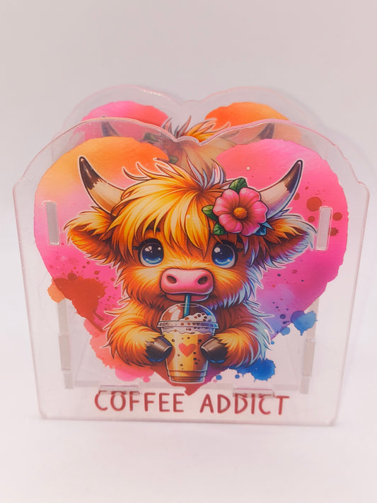 Coffee Addict Highland Cow Double Sided Pen Box(74)