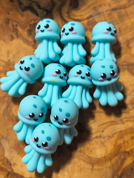 3D Blue Jellyfish with Smile