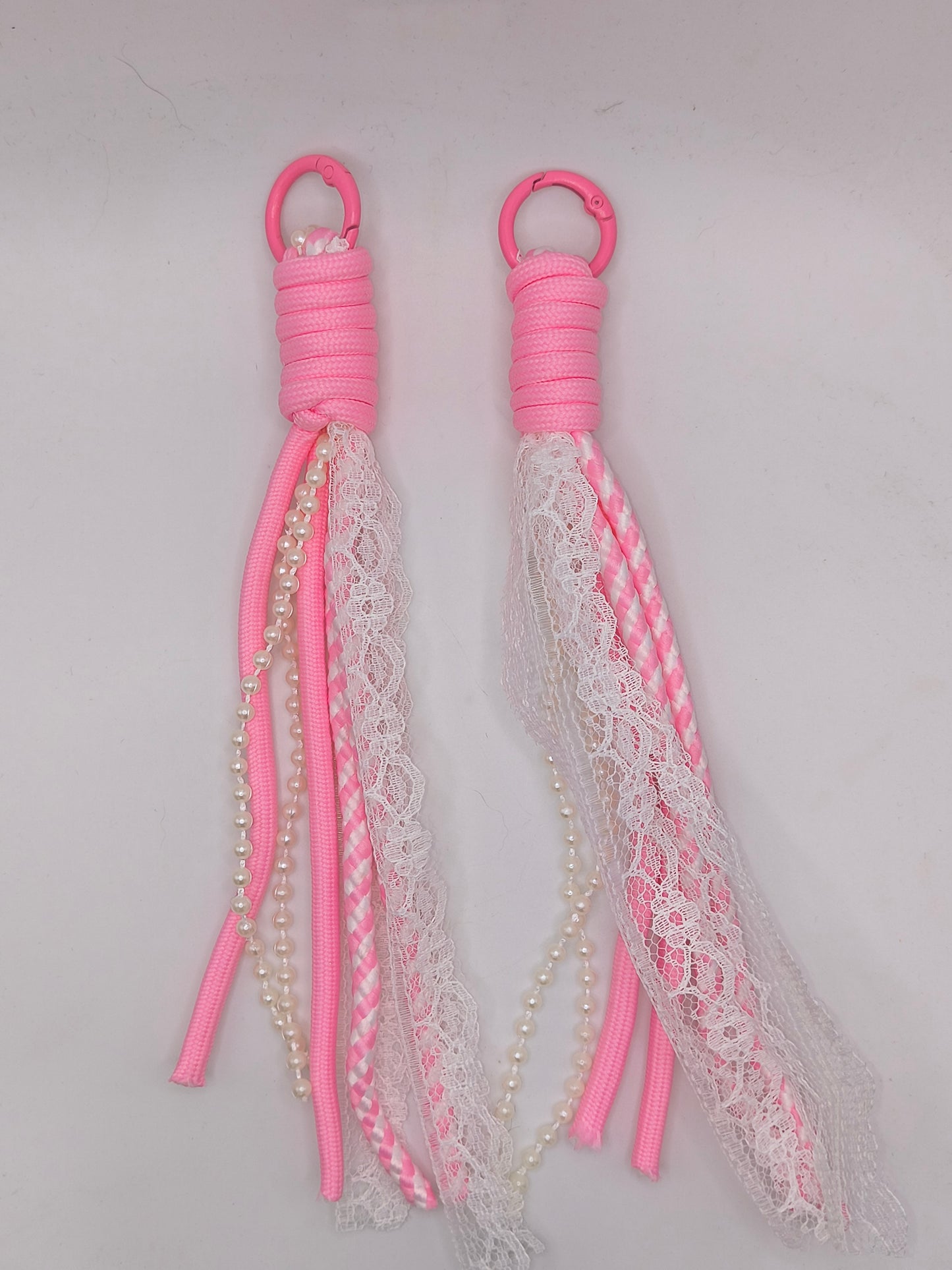 Lace And Pearl Braided Keychain