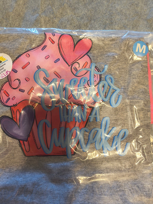 Sweeter Than A Cupcake 3/4 Sleeve Kids Shirt SZ M