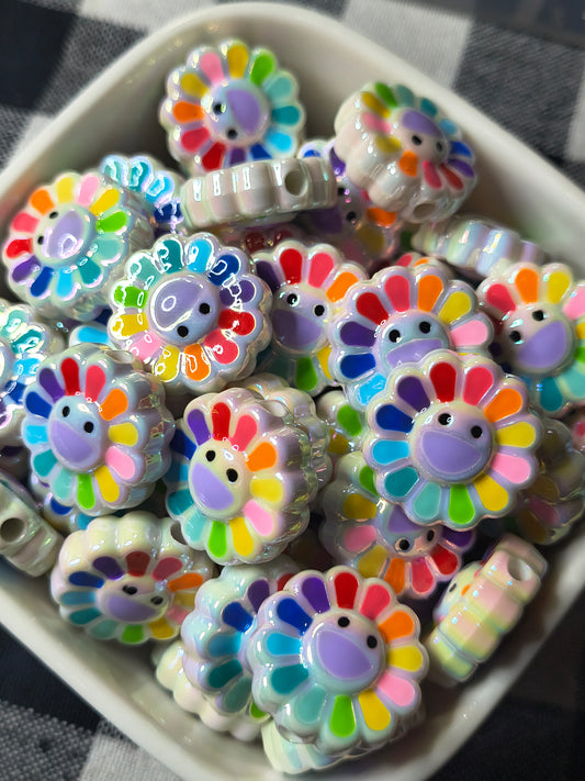 AB Coated Smiley Beads