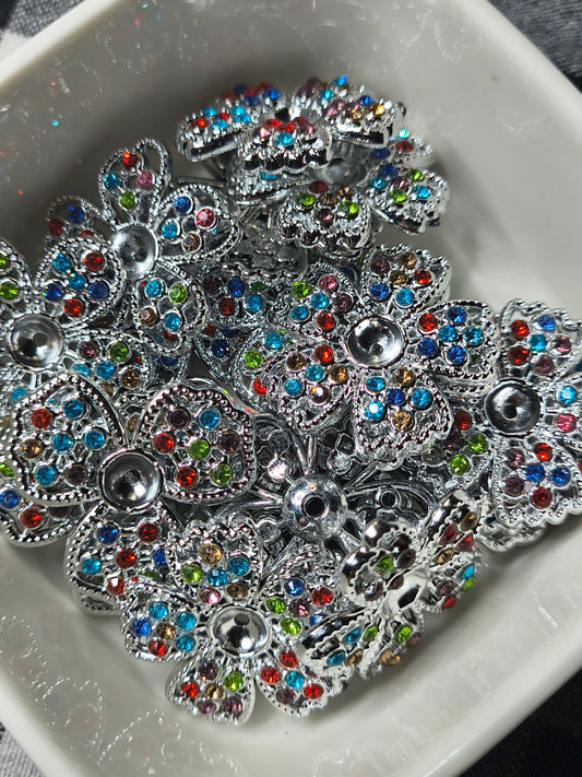 30mm Rhinestone Flower Bead Caps